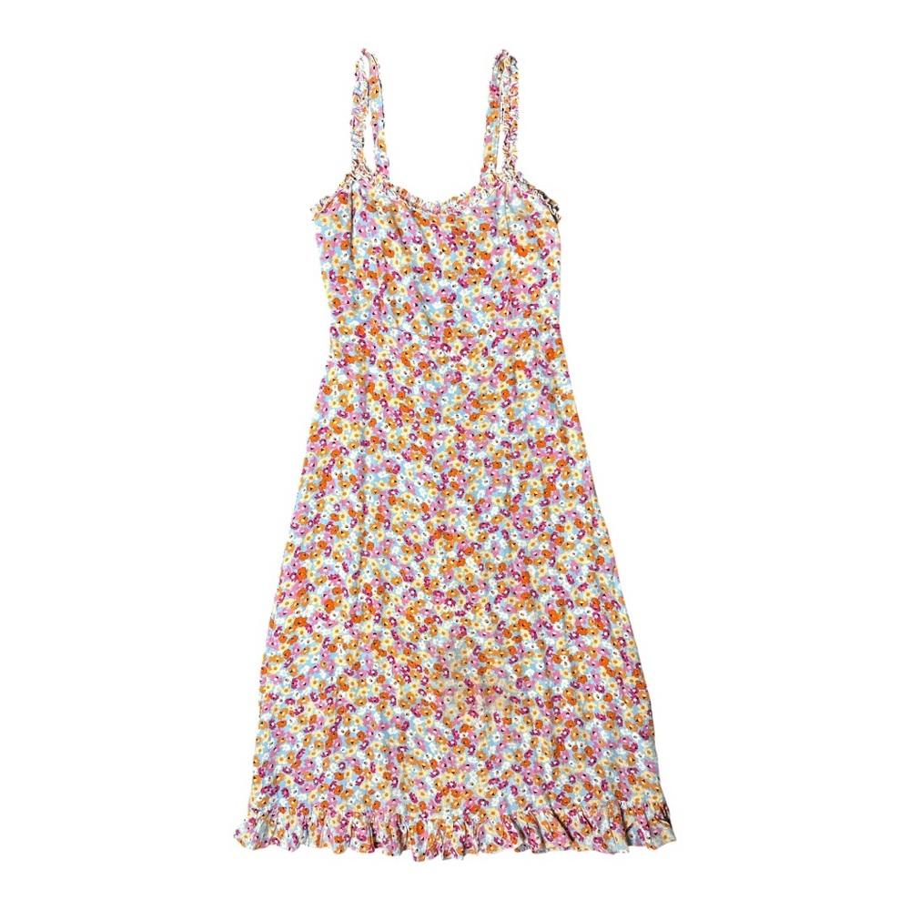 FAITHFULL THE BRAND NOEMIE MIDI DRESS IN TURNESOL FLORAL PRINT RUFFLE STRAP US 4 - Picture 12 of 14